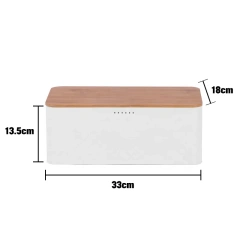 Air Hole Rectangle Bread Box and Storage With Wooden Lid  for Kitchen  Countertop Food Storage