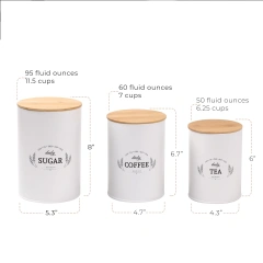 Bread Box for Kitchen Countertop Large Kitchen Canisters Set of 3 Coffee Tea Sugar Container Set Bread Box & Canisters