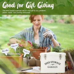 Seed Storage Container Box with Lid Garden Seed Packet Storage Organizer Decorative with Dividers