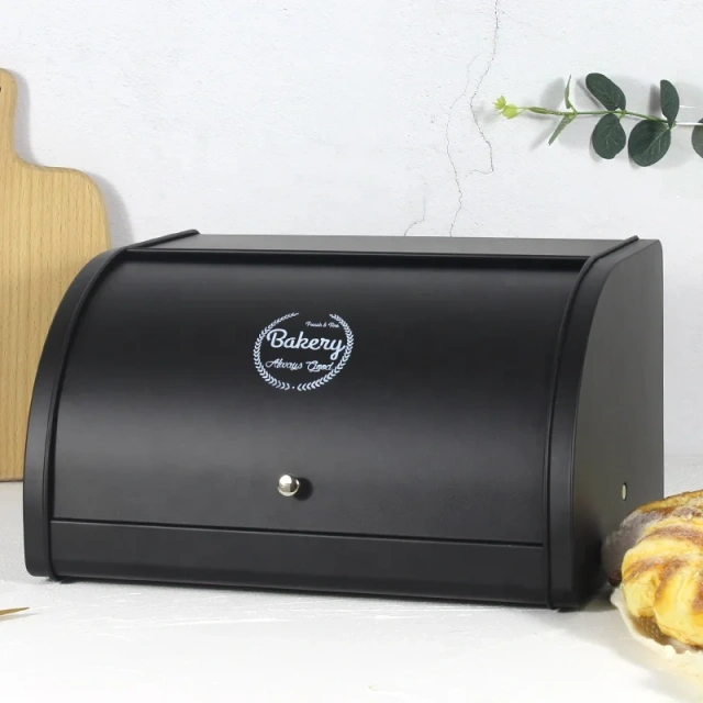 台面欧式现代金属面包容器，带顶卷，大型定制面包箱