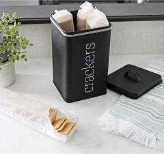大容量密封复古黑色饼干方形容器饼干储存罐