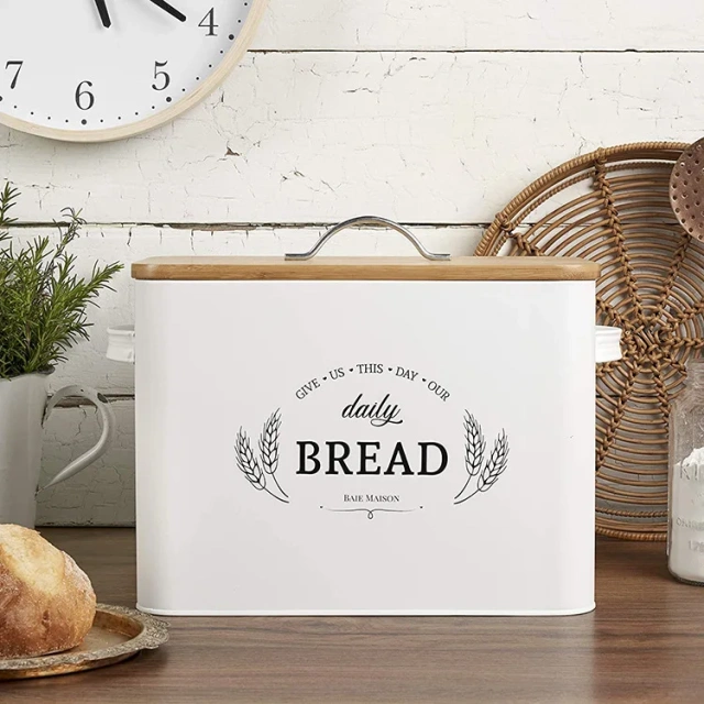 Bread Box for Kitchen Countertop Large Kitchen Canisters Set of 3 Coffee Tea Sugar Container Set Bread Box & Canisters
