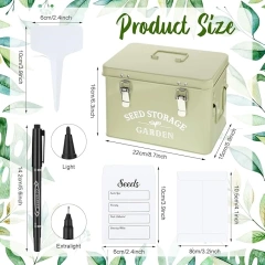 Seed Storage Organizer Metal Seed Saving Box with Lid, 3 Compartments Box with Safety Locks