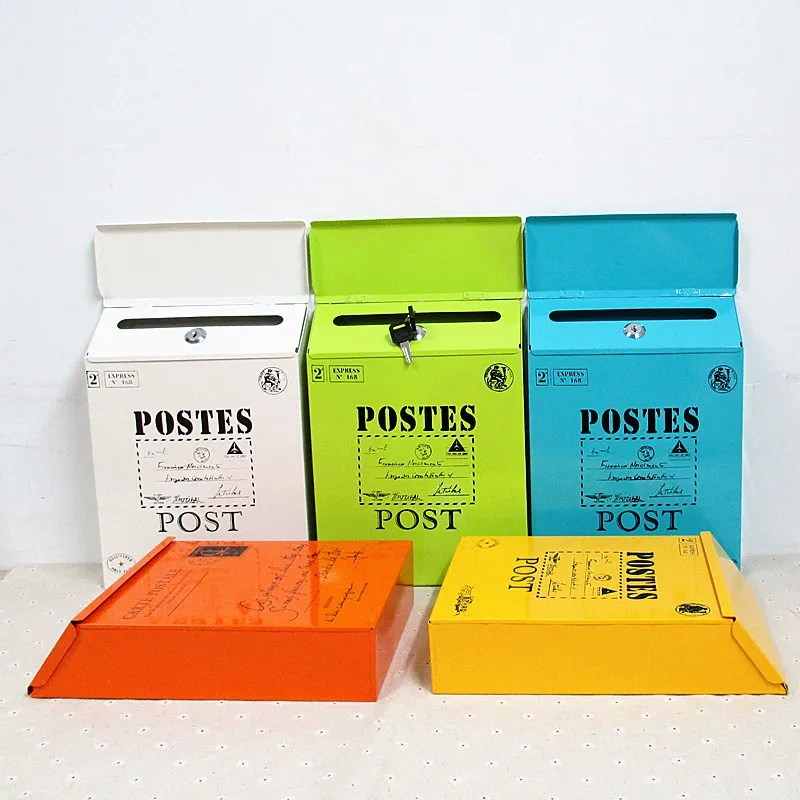 Outdoor Post Box Metal Wall Mounted Mailbox Collection Box with Top Slot