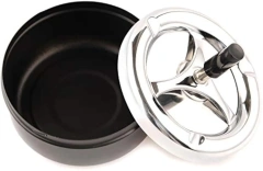 Round Push Down Tabletop Cigarette Ashtray with Spinning Tray Cigarette Ashtray Rotating Metal Ashtray Holder for Smokers