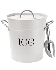 Factory Custom Ice Box Black Galvanized Ice Bucket with Lid and Scoop Double Layer Ice Bucket with Inner Bucket