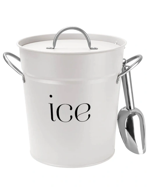 Factory Custom Ice Box Black Galvanized Ice Bucket with Lid and Scoop Double Layer Ice Bucket with Inner Bucket