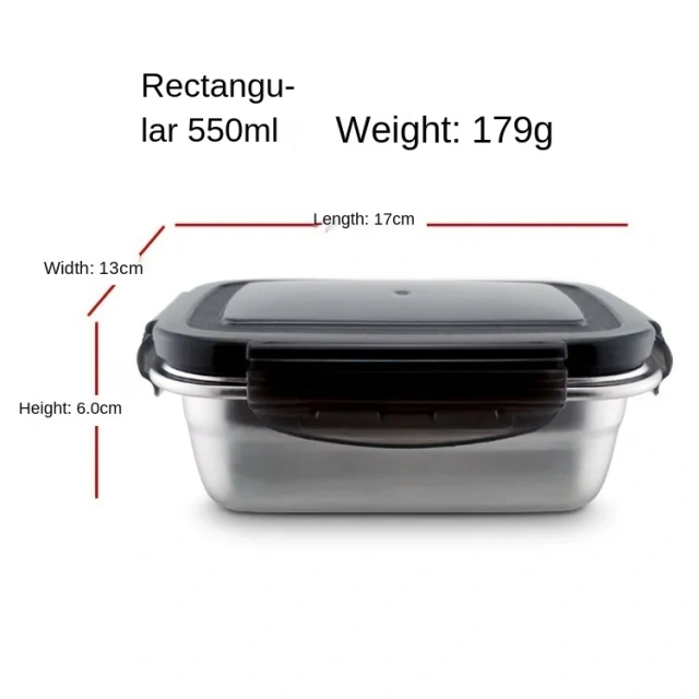 304 Stainless Steel Storage Box Food Fresh-Keeping Organizers Bins Fridge Containers Big Capacity Fruit Vegetable Kimchi Storage