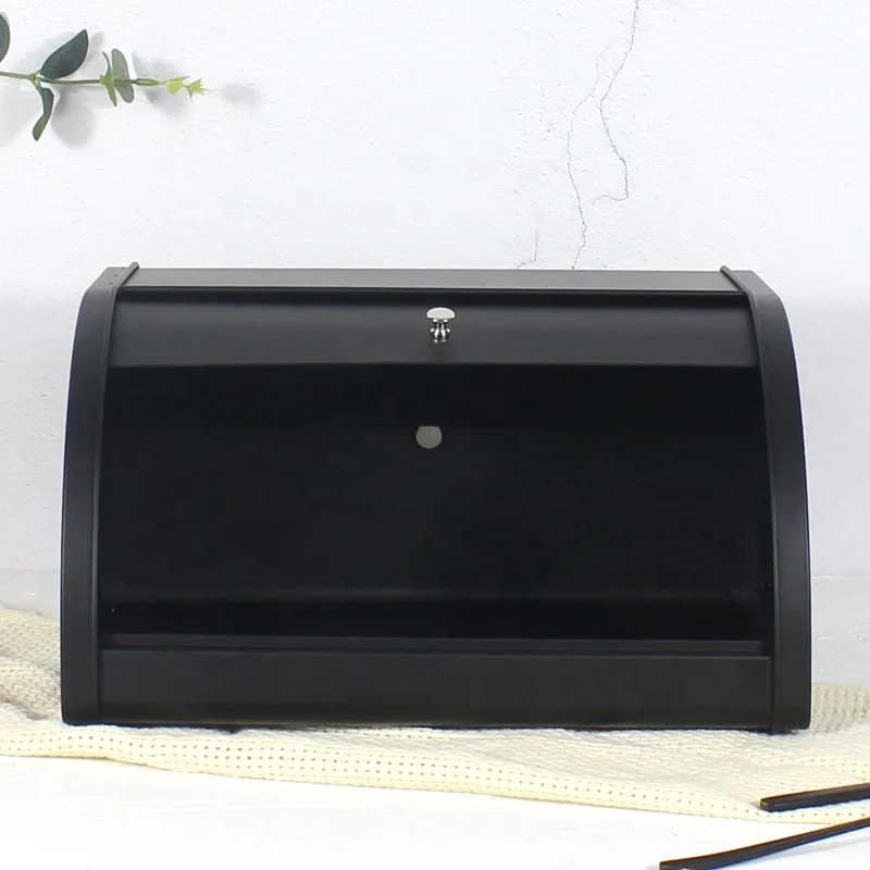 Countertop European Style Modern Metal Bread Container With Top Roll  Large  Customization Bread  Bin