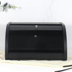 台面欧式现代金属面包容器，带顶卷，大型定制面包箱