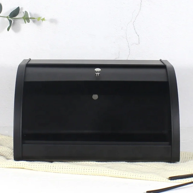 台面欧式现代金属面包容器，带顶卷，大型定制面包箱