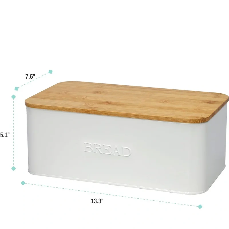 Vintage Bread Bin White Bread Box for Kitchen Countertop Bread Box with Cutting Board Lid