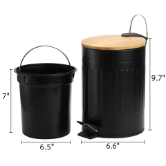 Metal Pedal Rubbish Wastebasket Round Garbage Container Bin for Kitchen/Bathroom/Office/Hotel