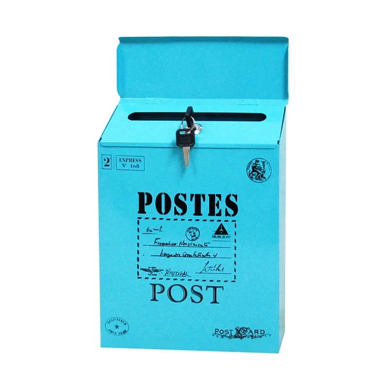 Outdoor Post Box Metal Wall Mounted Mailbox Collection Box with Top Slot