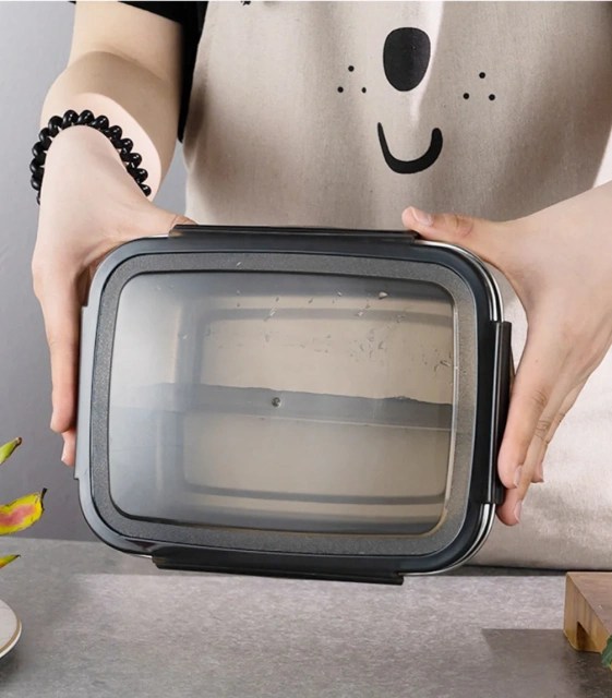 304 Stainless Steel Storage Box Food Fresh-Keeping Organizers Bins Fridge Containers Big Capacity Fruit Vegetable Kimchi Storage