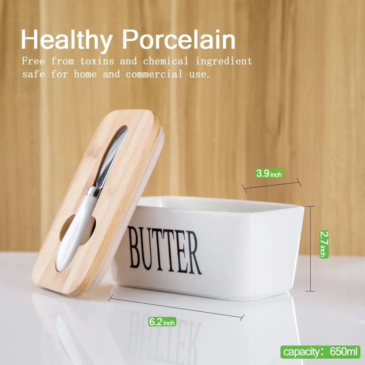 Airtight Covered Butter Keeper Container Ceramic Butter Dish Jar for Countertop