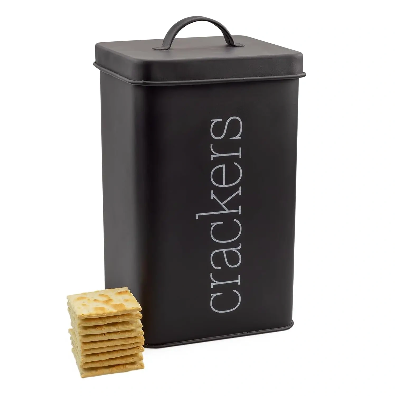 Large Capacity Airtight Retro Black Cracker Square Container Crackers Storage Canister