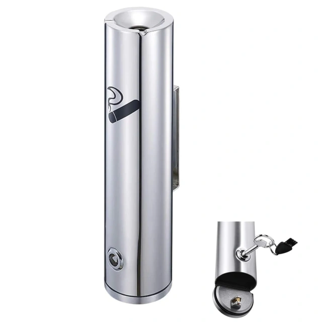 Wall-Mounted Cigarette Commercial Ashtray Wall Mounted Outdoor Cigarette Bin Lockable Wall Mounted Metal Ashtray