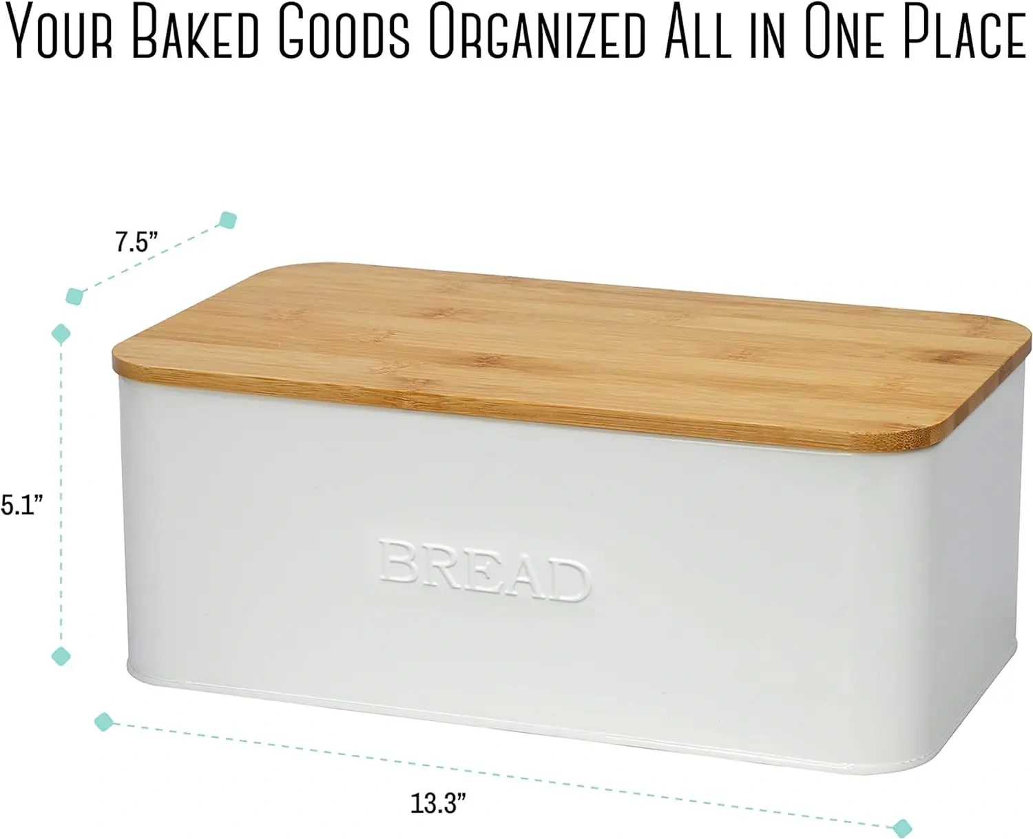 Kitchen Counter Top Bread Bin, Bread Holder, Bread Box with Cutting Board Lid