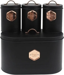 厨房台面面包盒，含 3 个咖啡、茶、糖罐套装，带 Cooper 标签