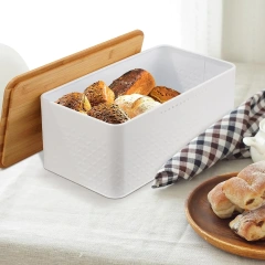 Air Hole Bread Bin with Bamboo Lid Bread Holder Bread Box for Kitchen Countertop Food Storage