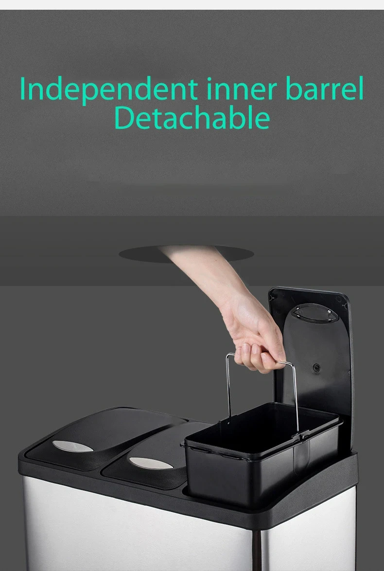 Classification Pedal Rubbish Stainless Steel Wastebasket Sorting Trash Bin Trash Can