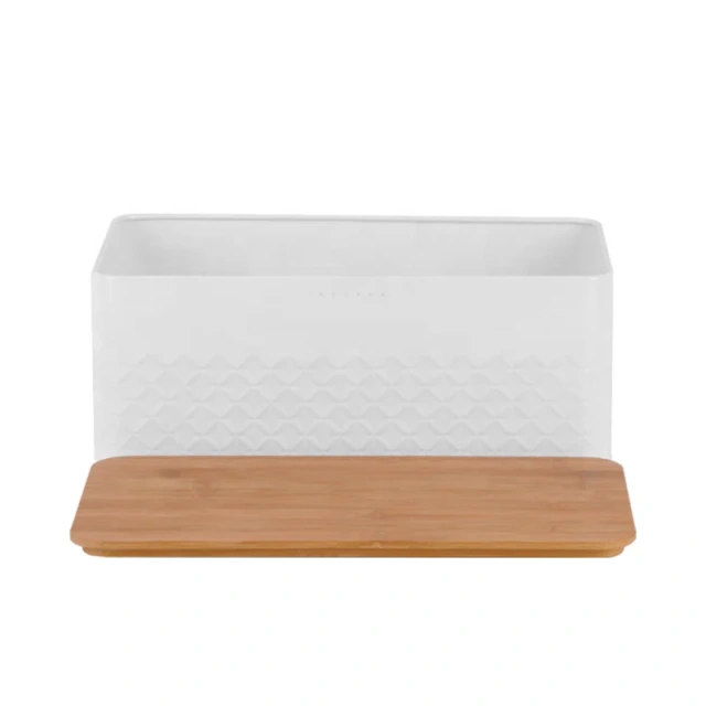 Air Hole Rectangle Bread Box and Storage With Wooden Lid  for Kitchen  Countertop Food Storage