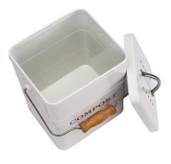 带木炭过滤器的厨房垃圾桶镀锌铁食物垃圾桶堆肥桶带木柄