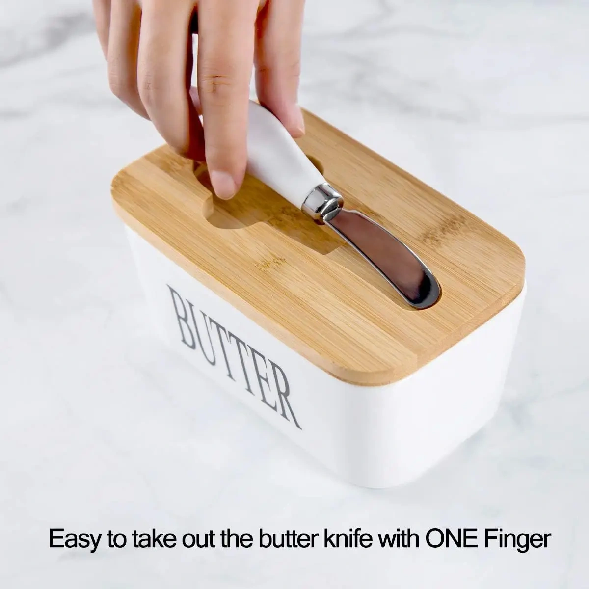 Airtight Covered Butter Keeper Container Ceramic Butter Dish Jar for Countertop