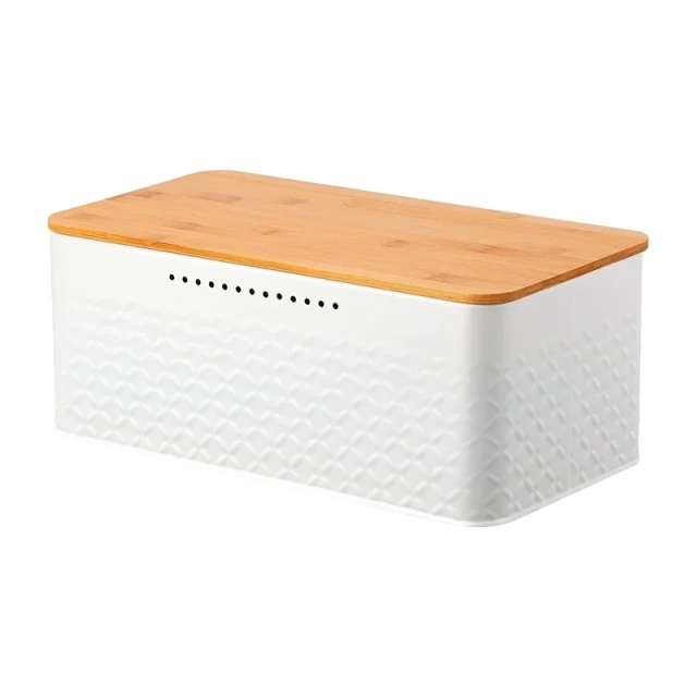 Air Hole Bread Bin with Bamboo Lid Bread Holder Bread Box for Kitchen Countertop Food Storage