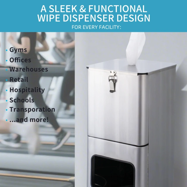 Custom Square Stainless Steel Standing Sanitizing Wipes Dispenser Station Wet Wipes Dispenser Stand for Gym