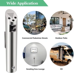 Wholesale Custom Logo Round Black Ashtray Bin for Smoking Cigarette Cigar Lockable Wall Mounted Ashtray