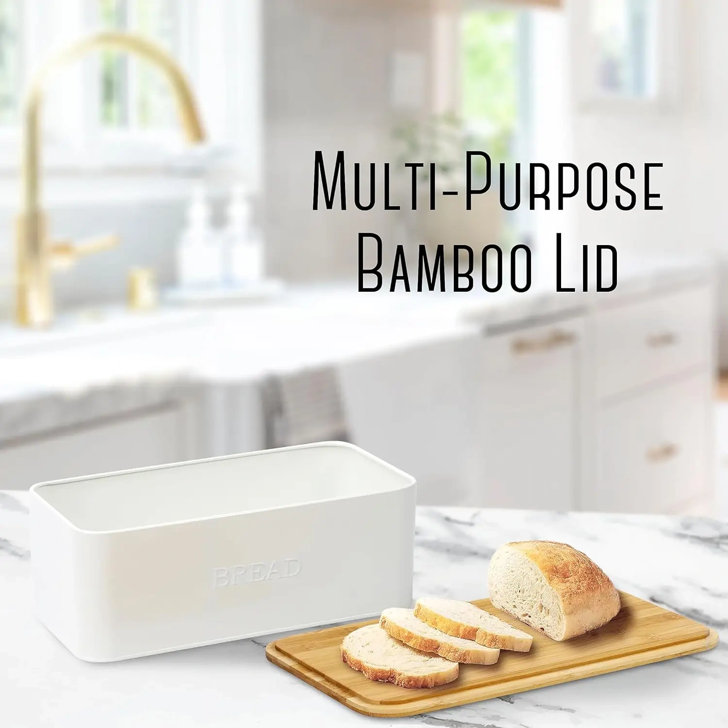 Vintage Bread Bin White Bread Box for Kitchen Countertop Bread Box with Cutting Board Lid