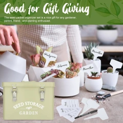 Seed Storage Organizer Metal Seed Saving Box with Lid, 3 Compartments Box with Safety Locks