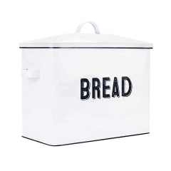 热销厨房台面复古大号金属面包盒白色收藏品金属储物面包盒柜