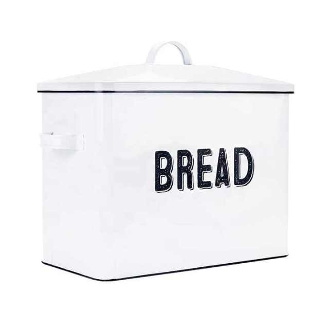 热销厨房台面复古大号金属面包盒白色收藏品金属储物面包盒柜