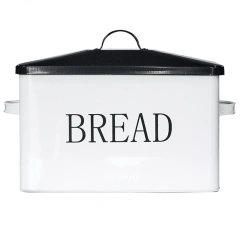 Top Seller Modern Food Storage Bin Container Vintage Galvanized Metal Loaf Bread Storage Box With Bamboo Lid