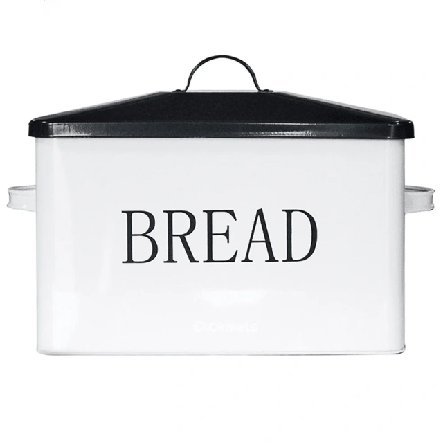 Top Seller Modern Food Storage Bin Container Vintage Galvanized Metal Loaf Bread Storage Box With Bamboo Lid