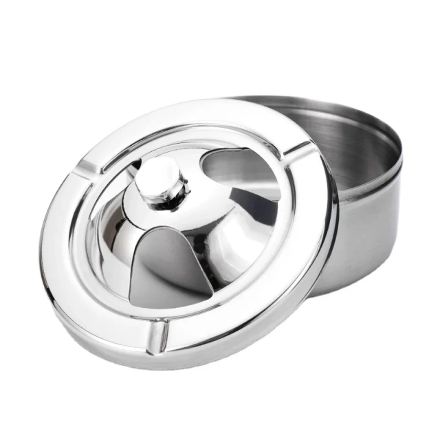 Customized Household Round Press Thickened Stainless Steel Desktop Ashtray