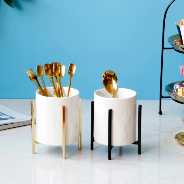 餐具烹饪厨房用具厨房工具储物容器筷子刀叉勺架批发陶瓷2件套