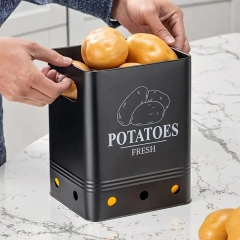 3 Pack Vegetable Storage Tins Metal Onion Garlic Potato Jars Set Kitchen Canisters Vegetable Keeper Containers with Wooden Lid