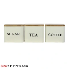 Kitchen Vintage Retro Design Stainless Steel White Metal Bread Box Powder Coated Bread Bin Storage Box with Bamboo Lid