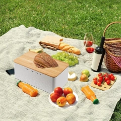 Air Hole Bread Bin with Bamboo Lid Bread Holder Bread Box for Kitchen Countertop Food Storage