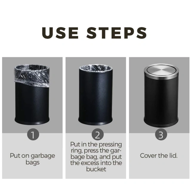 Customized 9L Modern Stainless Steel Trash Can with Flip Lid for Home/Office