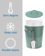 Factory Custom Ice Box Black Galvanized Ice Bucket with Lid and Scoop Double Layer Ice Bucket with Inner Bucket