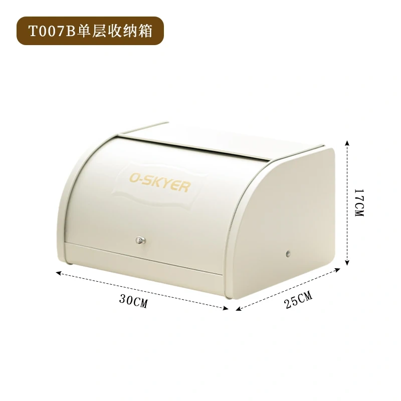 Vintage Kitchen Metal Bread Storage Canister White Farmhouse Desktop Sealing Storage Bread Box
