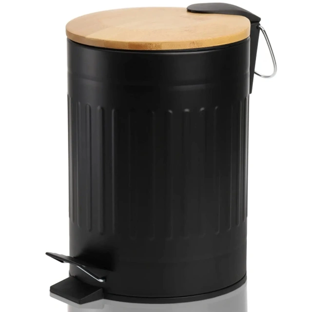 Metal Pedal Rubbish Wastebasket Round Garbage Container Bin for Kitchen/Bathroom/Office/Hotel
