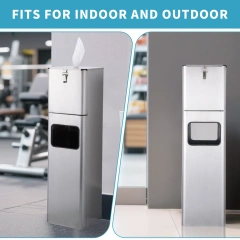 Custom Square Stainless Steel Standing Sanitizing Wipes Dispenser Station Wet Wipes Dispenser Stand for Gym
