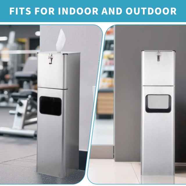 Custom Square Stainless Steel Standing Sanitizing Wipes Dispenser Station Wet Wipes Dispenser Stand for Gym