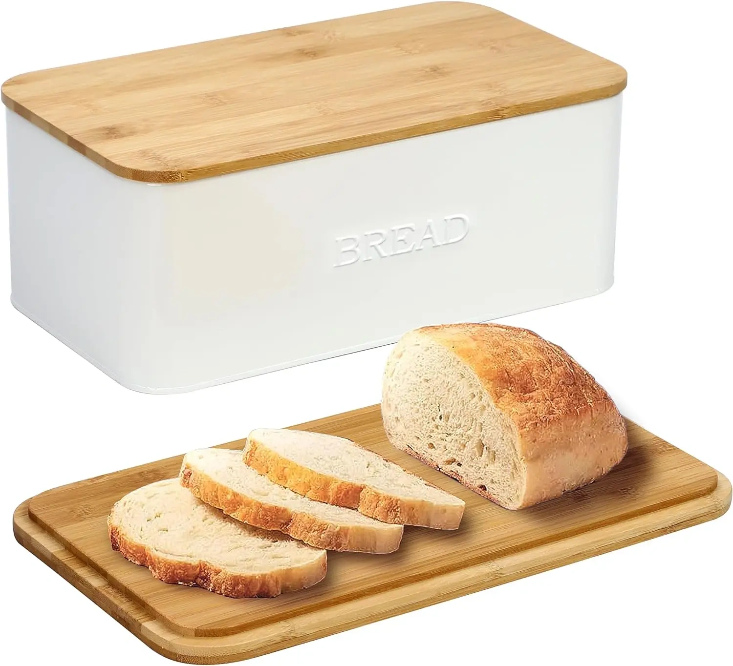 Kitchen Counter Top Bread Bin, Bread Holder, Bread Box with Cutting Board Lid